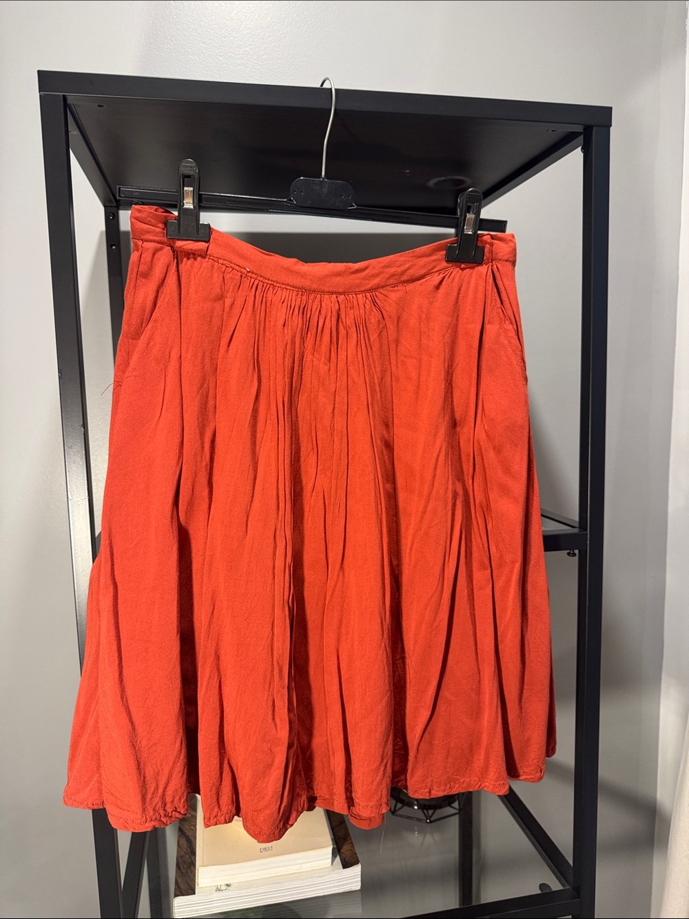520.Women's orange Flowing Skirt - Classic A-Line